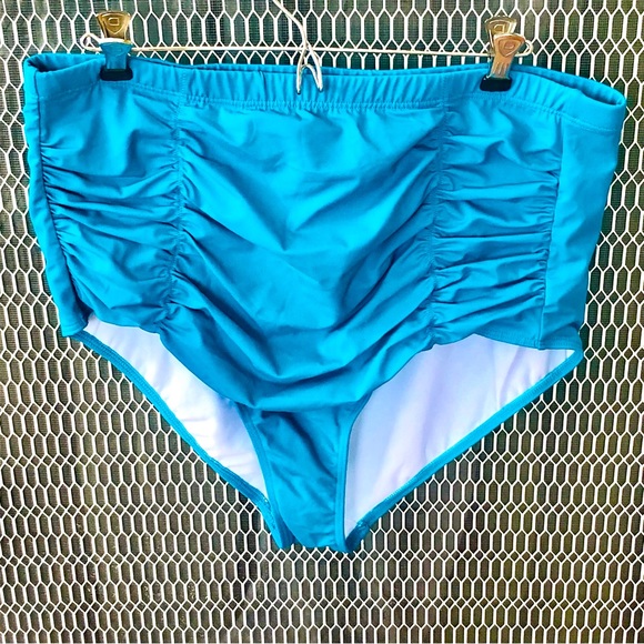 Swimsuits For All Ruched Bottoms Size 20 Aqua Blue NWOT - Picture 1 of 5